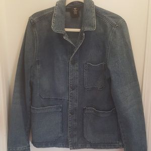 H&M Men's Light Denim Blazer Jacket w Snap Closure